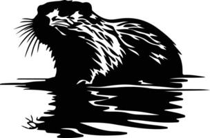 North American beaver black silhouette vector