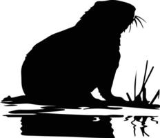 North American beaver black silhouette vector
