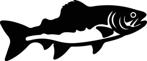 lake trout black silhouette vector