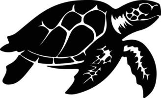 loggerhead turtle black silhouette vector