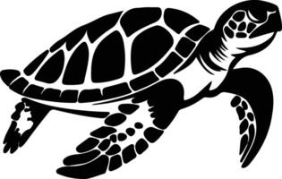 loggerhead turtle black silhouette vector