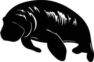 manatee black silhouette vector