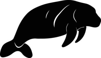 manatee black silhouette vector