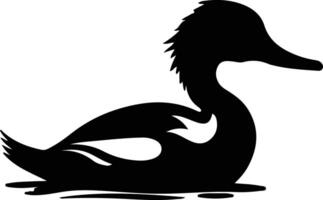 merganser black silhouette vector