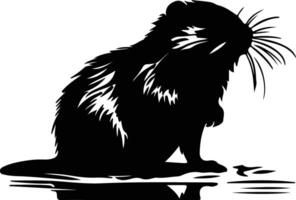 muskrat black silhouette vector