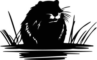 muskrat black silhouette vector