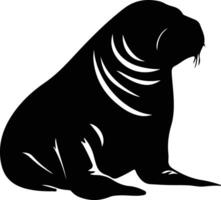northern elephant seal black silhouette vector