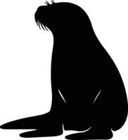 northern fur seal black silhouette vector