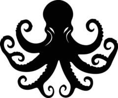 octopus black silhouette vector