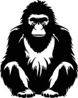 orangutan black silhouette vector