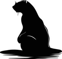 otter river black silhouette vector