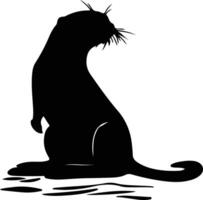 otter river black silhouette vector