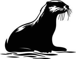 otter river black silhouette vector