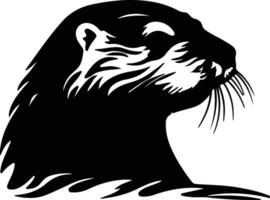 otter sea black silhouette vector