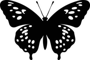 pintado dama mariposa negro silueta vector