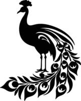 peafowl black silhouette vector