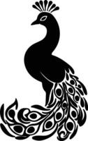 peacock black silhouette vector