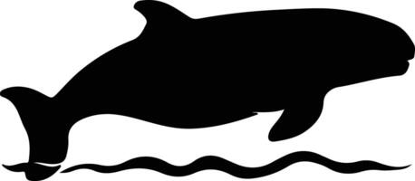 sea cow  black silhouette vector