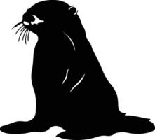 sea otter  black silhouette vector