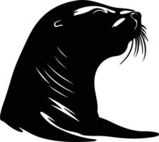León marino negro silueta vector