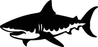 tiger shark  black silhouette vector