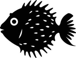 pufferfish  black silhouette vector