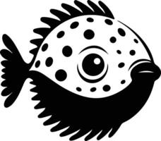 pufferfish  black silhouette vector