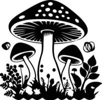 mushroom  black silhouette vector