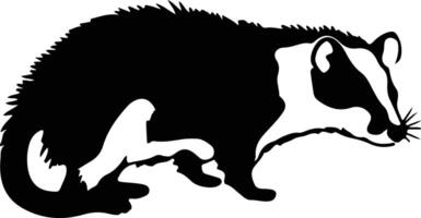 Virginia opossum  black silhouette vector