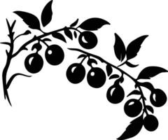 prune  black silhouette vector