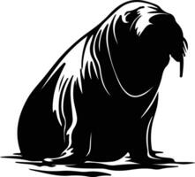 walrus  black silhouette vector