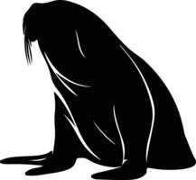 walrus  black silhouette vector