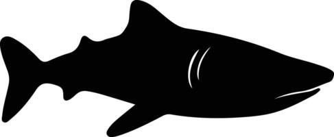 whale shark  black silhouette vector