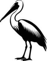 white pelican  black silhouette vector