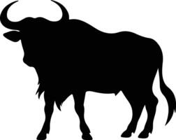 wildebeest  black silhouette vector