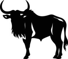 wildebeest  black silhouette vector