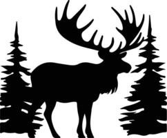 woodland caribou  black silhouette vector