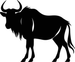 wildebeest  black silhouette vector