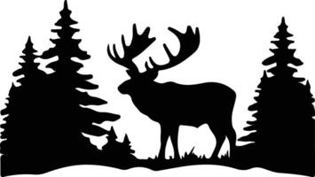 woodland caribou  black silhouette vector