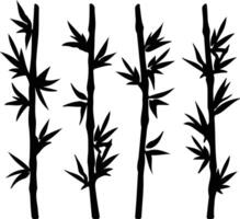 bamboo shoots  black silhouette vector