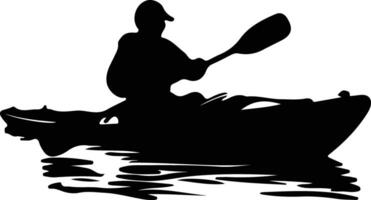 kayaker black silhouette vector