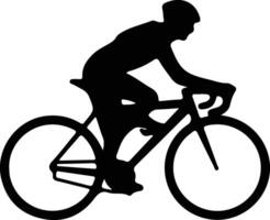 bicycling  black silhouette vector