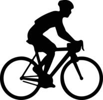 bicycling  black silhouette vector