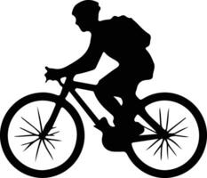 bicycling  black silhouette vector