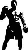boxer  black silhouette vector