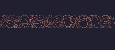 Tea abstract border Vector pattern Continuous line