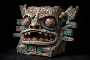 AI generated Aztec monster mask. Generate ai photo