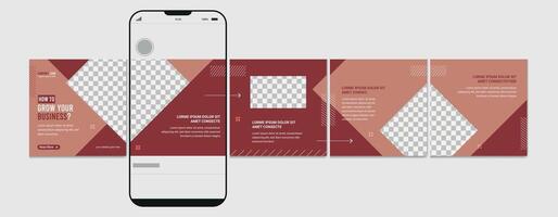 Modern carousel post template, Editable social media story layout, microblog post template. vector