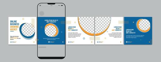 Modern carousel post template, Editable social media story layout, microblog post template. vector