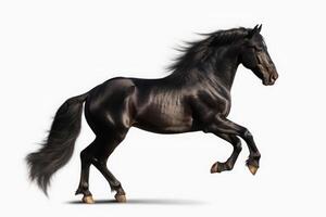 AI generated Prancing black purebred horse. Generate ai photo